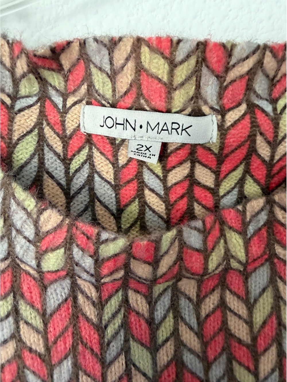 John Mark NWT Long Sleeve Round Neck Patchwork Floral Boho Sweater Size 2X - Picture 5 of 8